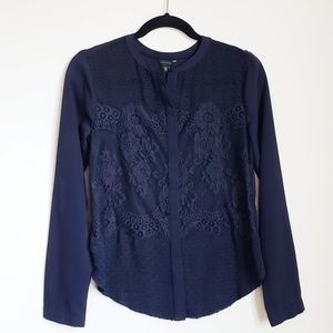 Ann Taylor Lace Button Down Blouse Sz Extra Small